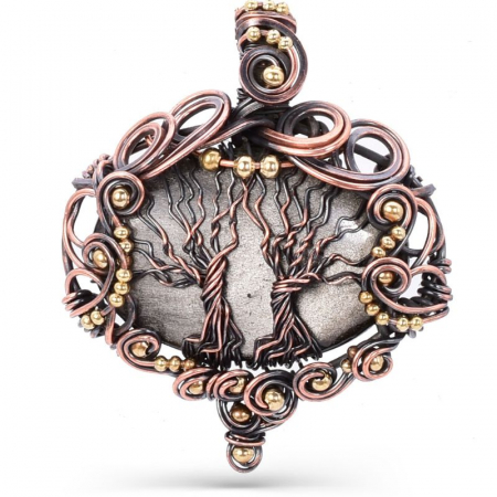 Colier cupru cu obsidian Copacul Vietii [0]
