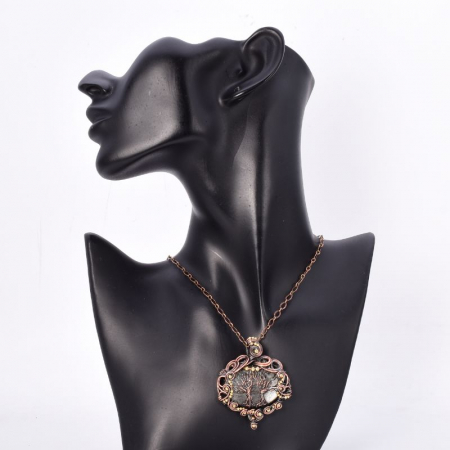 Colier cupru cu obsidian Copacul Vietii [1]