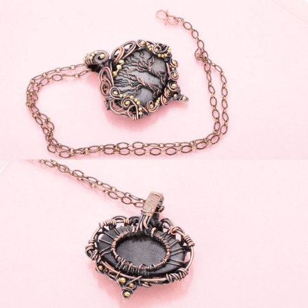 Colier cupru cu obsidian Copacul Vietii [5]