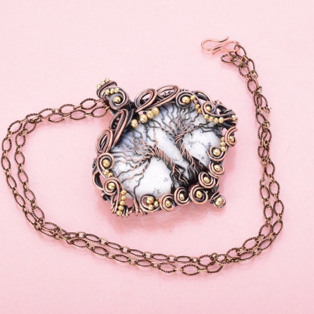 Colier cupru cu opal dendritic Copacul Vietii [3]