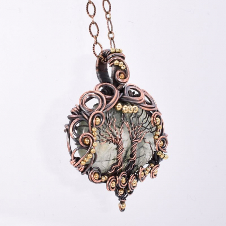 Colier cupru cu prehnit Copacul Vietii [2]