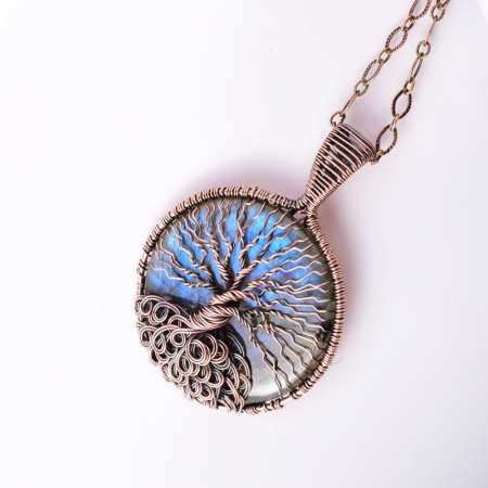 Colier cupru cu labradorit albastru Arborele Vietii [5]
