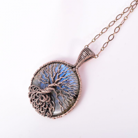 Colier cupru cu labradorit albastru Arborele Vietii [6]