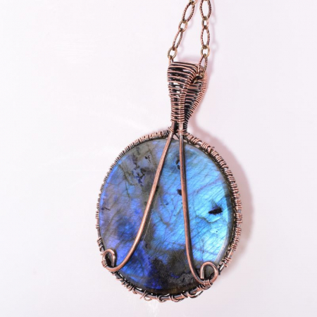 Colier cupru cu labradorit albastru Arborele Vietii [4]