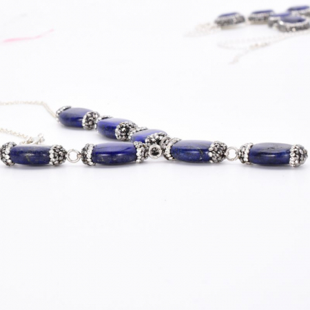 Colier de argint cu lapis lazuli, hematit si CZ [3]