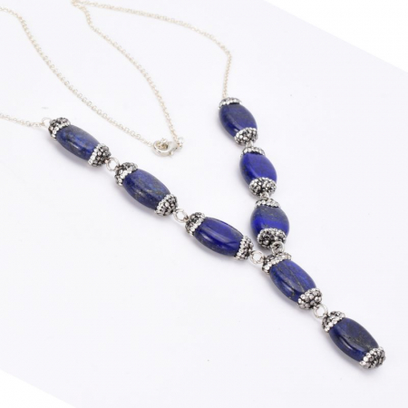 Colier de argint cu lapis lazuli, hematit si CZ [5]