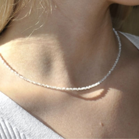 Colier de argint - piatra lunii 2 mm [0]