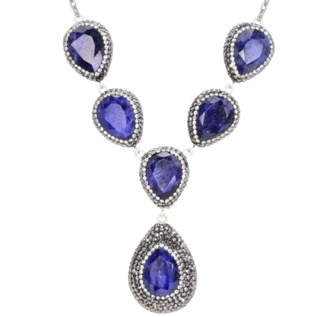 Colier din argint cu safir para, hematit si CZ [0]