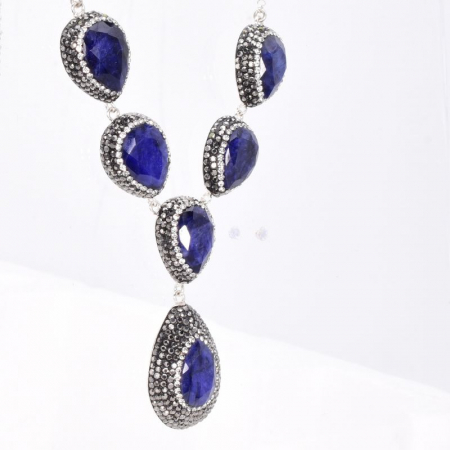 Colier din argint cu safir para, hematit si CZ [4]