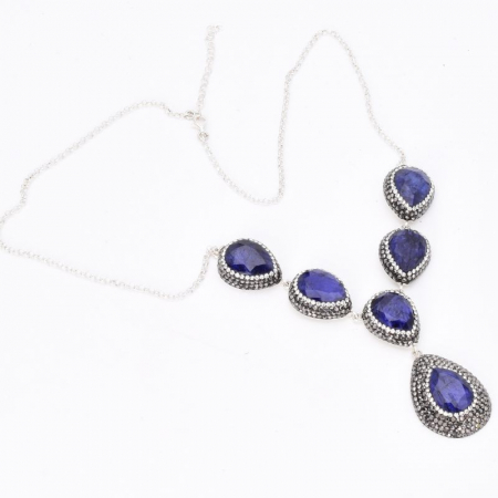 Colier din argint cu safir para, hematit si CZ [2]