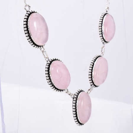 Colier din argint cu cuart roz, handmade in India [2]