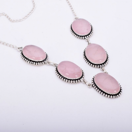Colier din argint cu cuart roz, handmade in India [4]