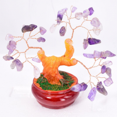 Copac cu pietre semipretioase ametist pe suport ceramic [1]