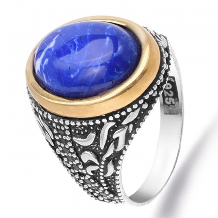 Inel argint barbati cu agat albastru Ochiul Beiului [0]