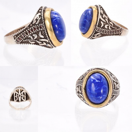Inel argint barbati cu agat albastru Ochiul Beiului [1]