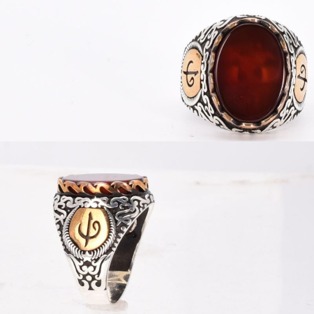 Inel argint barbati cu agat rosu Focul Sultanului [2]