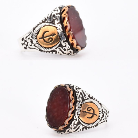 Inel argint barbati cu agat rosu Focul Sultanului [1]