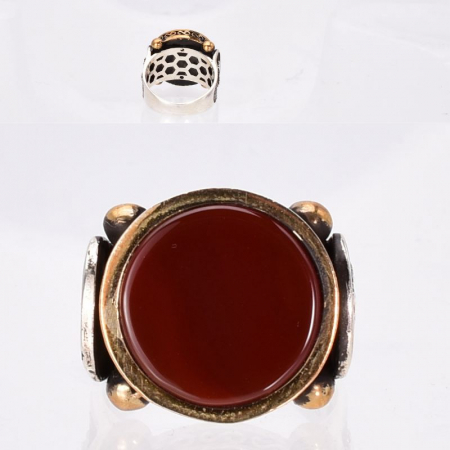 Inel argint barbati cu agat rosu Suveranitatea Vulturului [2]