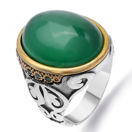 Inel argint barbati cu agat verde Ochiul Sultanului [0]