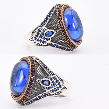 Inel argint barbati cu cianit si CZ albastre Azur Imperial, 66-67 [1]