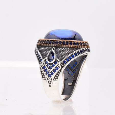 Inel argint barbati cu cianit si CZ albastre Azur Imperial, 66-67 [3]