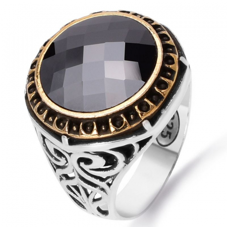 Inel argint barbati cu cubic zirconia rotund [0]