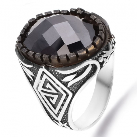 Bijuterii cubic zirconia - Inel argint barbati cu cubic zirconia Simetrie