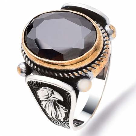 Bijuterii cubic zirconia - Inel argint barbati cu cubic zirconia Vulturul Imperial