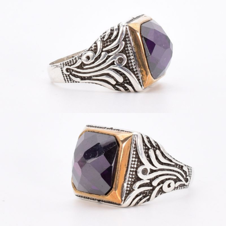Inel argint barbati cu CZ violet Rafinament Regal [1]