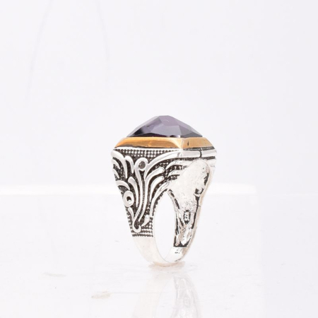 Inel argint barbati cu CZ violet Rafinament Regal [3]