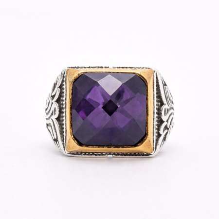 Inel argint barbati cu CZ violet Rafinament Regal [2]