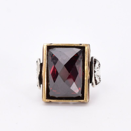 Inel argint barbati cu CZ rosu Rafinament Regal [2]