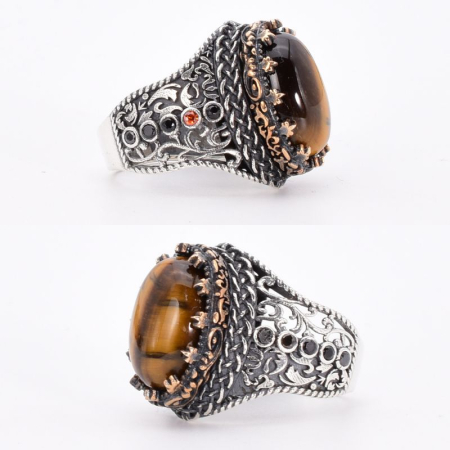 Inel argint barbati cu ochi de tigru Coroana Soarelui [1]