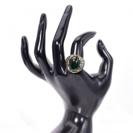 Inel argint barbati cu ochi de tigru verde [2]