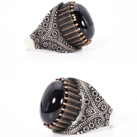 Inel tip ghiul argint barbati cu onix [1]