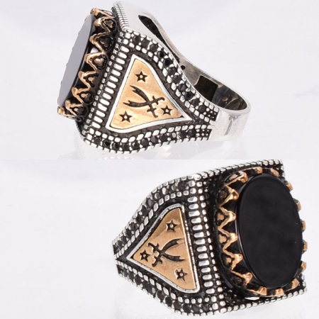 Inel argint barbati cu onix Iatagane Incrucisate [1]