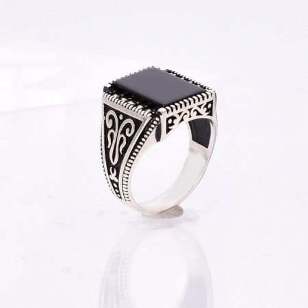 Inel argint barbati cu onix negru si marcasite [1]