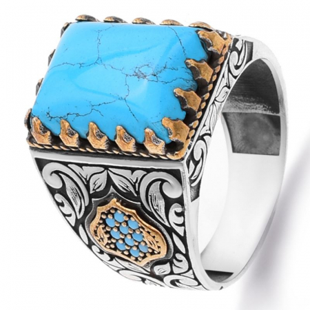 Inel argint barbati cu piatra turcoaz Seraiul de Azur [0]