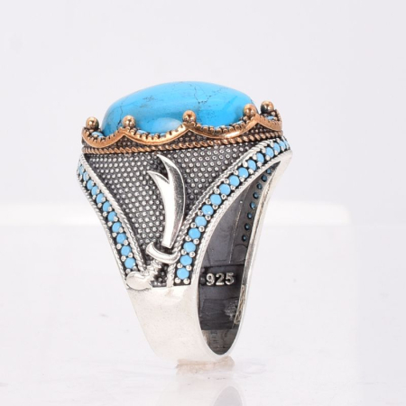Inel argint barbati cu turcoaz Iatagane, 65-66 [3]