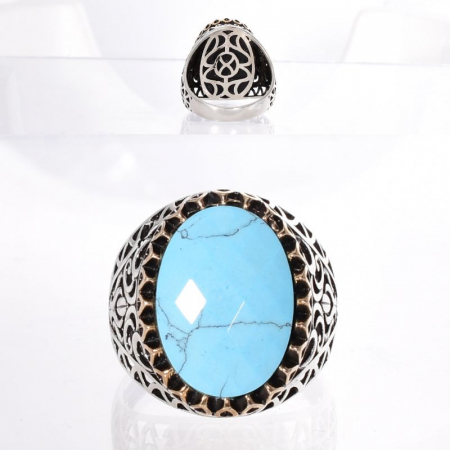 Inel argint barbati cu turcoaz reconstituit [2]