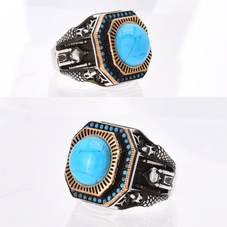 Inel argint barbati cu turcoaz rotund Secretele Seraiului [1]