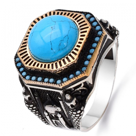 Inel argint barbati cu turcoaz rotund Secretele Seraiului [0]