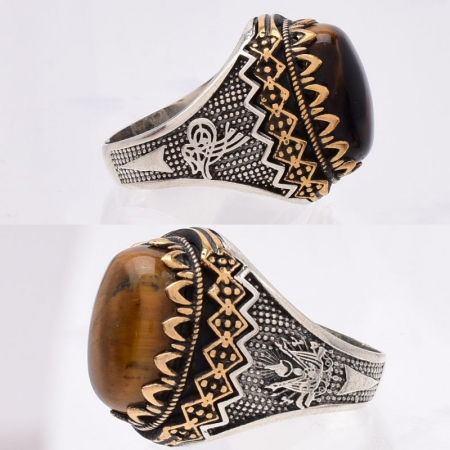 Inel argint barbati cu ochi de tigru Coroana Soarelui [1]