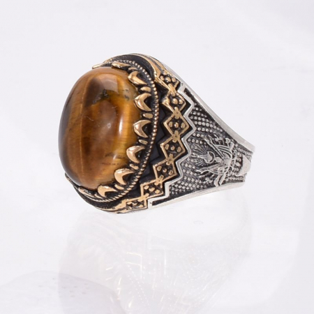 Inel argint barbati cu ochi de tigru Coroana Soarelui [2]