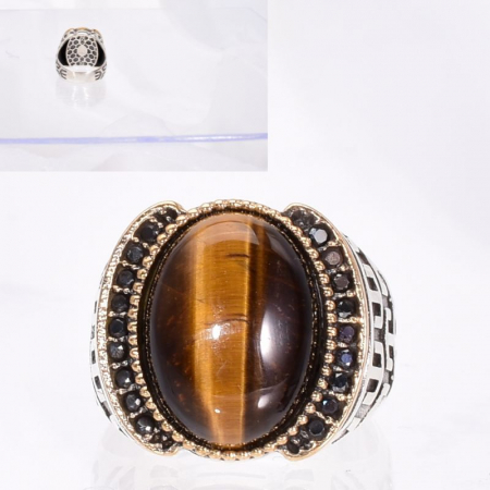 Inel argint barbati cu ochi de tigru Coroana Soarelui [3]