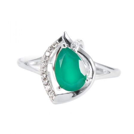 Inel argint cristale semipretioase agat verde si cubic zirconia [2]