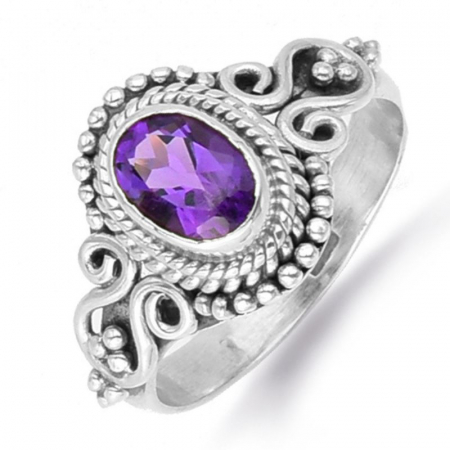 Inele argint cu pietre - Inel argint cu ametist boho-chic