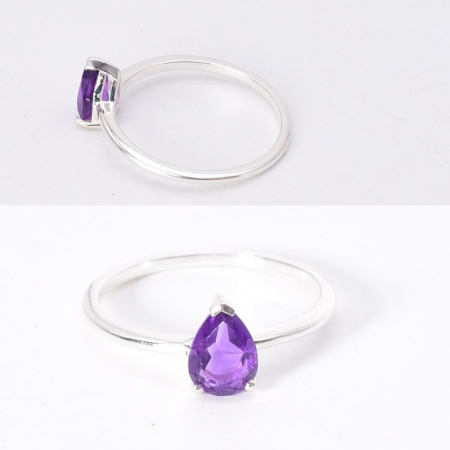 Inel argint cu ametist solitaire Raze Violet [1]