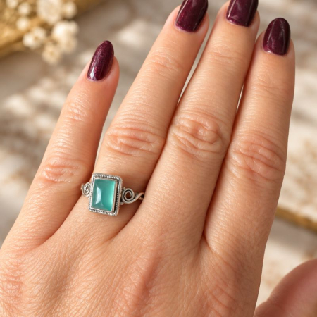 Inel argint cu calcedonia aqua dreptunghiular [1]