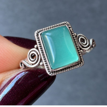 Inel argint cu calcedonia aqua dreptunghiular [2]